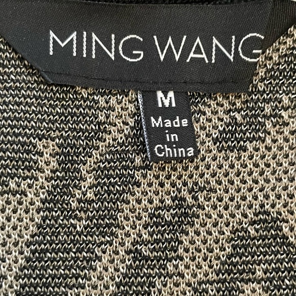 Ming Wang Knit Jacket with Notch Collar in Black Tan Cream Animal Print Size M - Picture 9 of 11